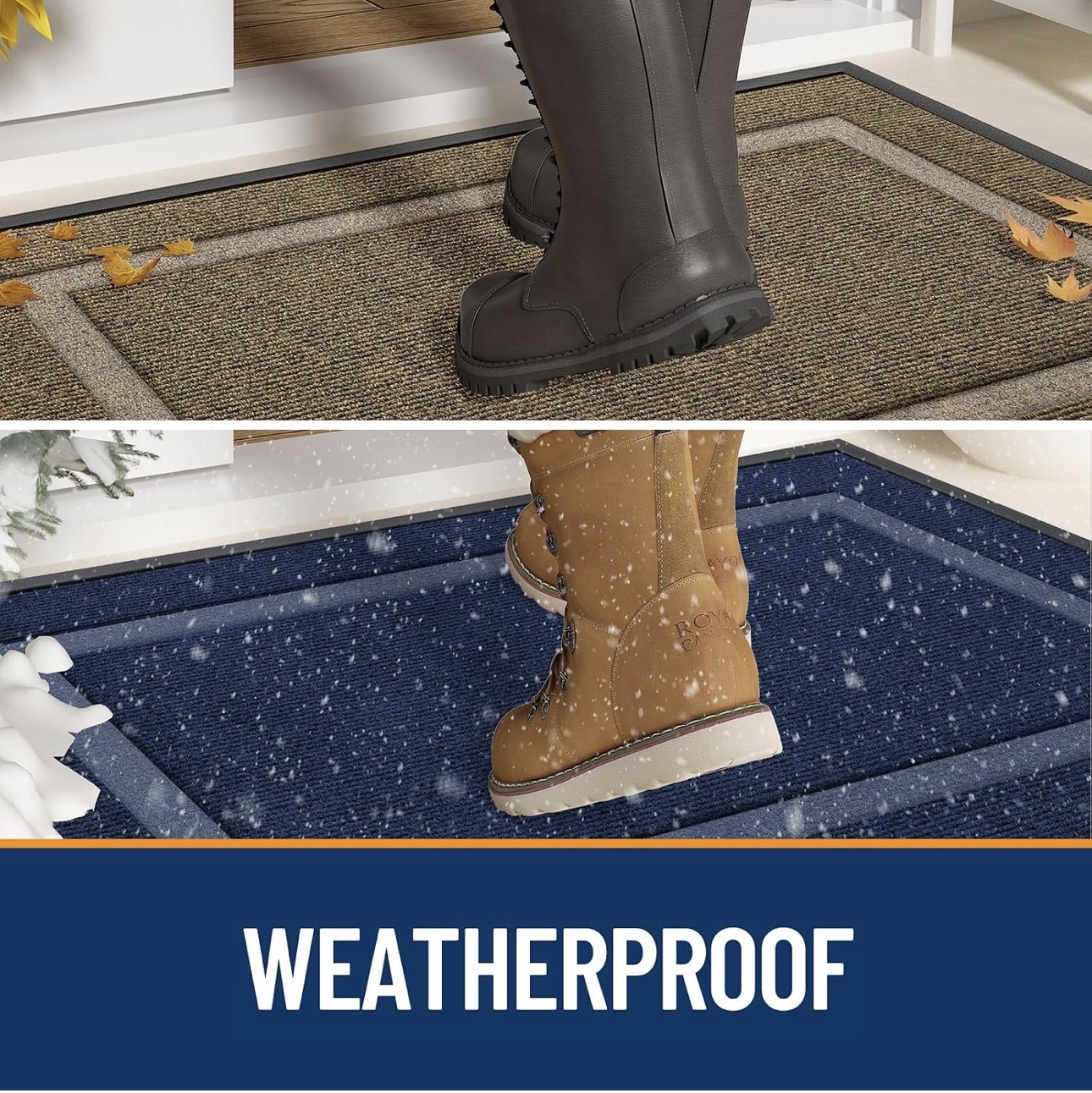 OLANLY Front Door Mat Outside Entrance 47x32, Heavy-Duty Rubber Doormat