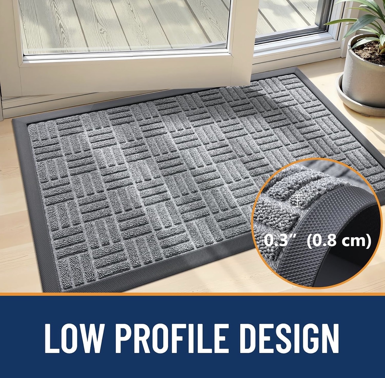 OLANLY Front Door Mat Outside Entrance 59x34, Heavy-Duty Rubber Doormat