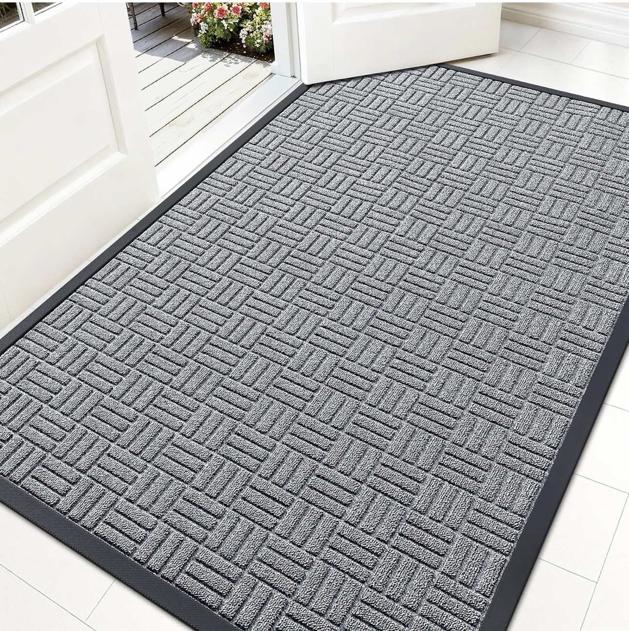 OLANLY Front Door Mat Outside Entrance 59x34, Heavy-Duty Rubber Doormat