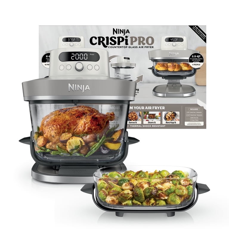 Ninja Crispi Pro 6-in-1 Countertop Glass Air Fryer, 6-Qt & 2.5-Qt